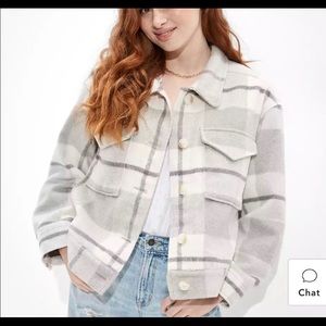 ae plaid cropped shacket